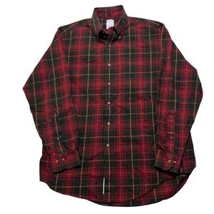 Brooks Brothers Shirt Mens M Red 346 Brooksflannel Plaid Cotton Wool Button Down